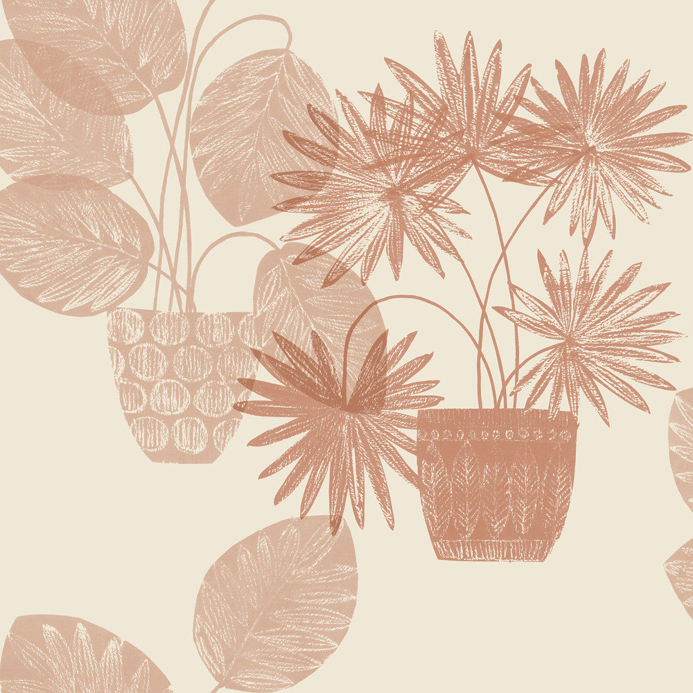 Aida Pink Potted Plant Wallpaper by A-Street Prints Seychelles Covers about 60.8 square feet 27-in by 27-ft long roll Unpasted 27 - Fabric Carolina -