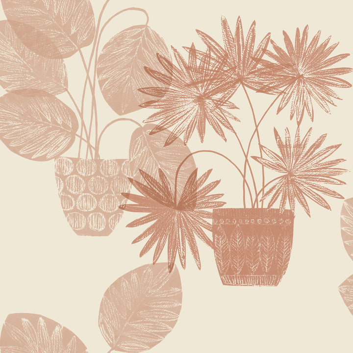 Aida Pink Potted Plant Wallpaper by A-Street Prints Seychelles Covers about 60.8 square feet 27-in by 27-ft long roll Unpasted 27 - Fabric Carolina -