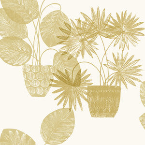 Aida Gold Potted Plant Wallpaper by A-Street Prints