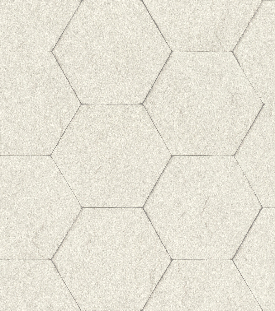 Bascom Dove Stone Hexagon Wallpaper by Advantage Beyond Textures Covers about 57.8 square feet 21-in by 33-ft long roll Unpasted 3.94 - Fabric Carolina -
