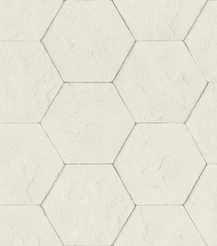 Bascom Dove Stone Hexagon Wallpaper by Advantage Beyond Textures Covers about 57.8 square feet 21-in by 33-ft long roll Unpasted 3.94 - Fabric Carolina -
