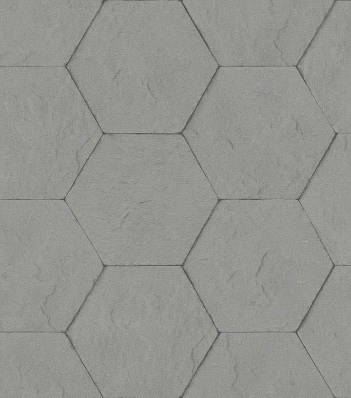 Bascom Dark Grey Stone Hexagon Wallpaper by Advantage Beyond Textures Covers about 57.8 square feet 21-in by 33-ft long roll Unpasted 3.94 - Fabric Carolina -