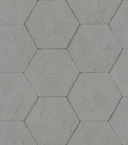 Bascom Dark Grey Stone Hexagon Wallpaper by Advantage