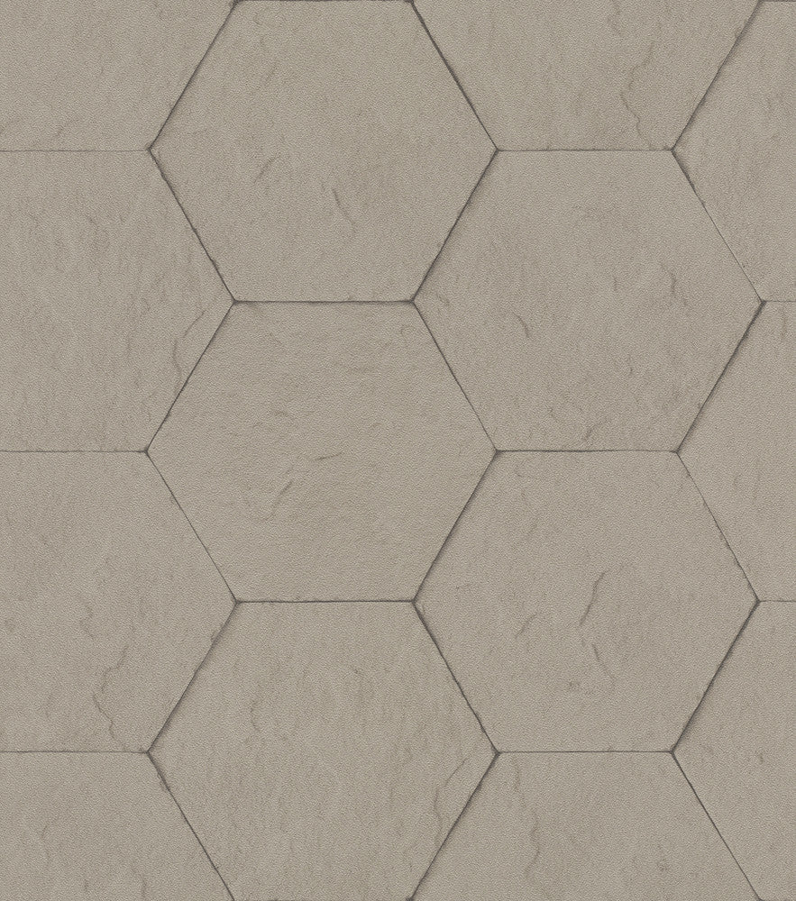 Bascom Light Grey Stone Hexagon Wallpaper by Advantage Beyond Textures Covers about 57.8 square feet 21-in by 33-ft long roll Unpasted 3.94 - Fabric Carolina -