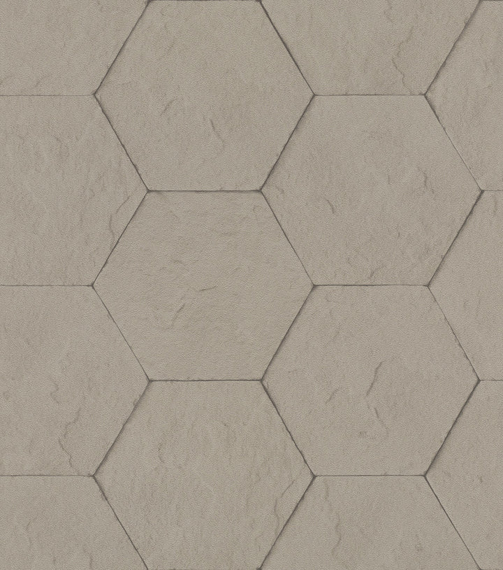Bascom Light Grey Stone Hexagon Wallpaper by Advantage Beyond Textures Covers about 57.8 square feet 21-in by 33-ft long roll Unpasted 3.94 - Fabric Carolina -
