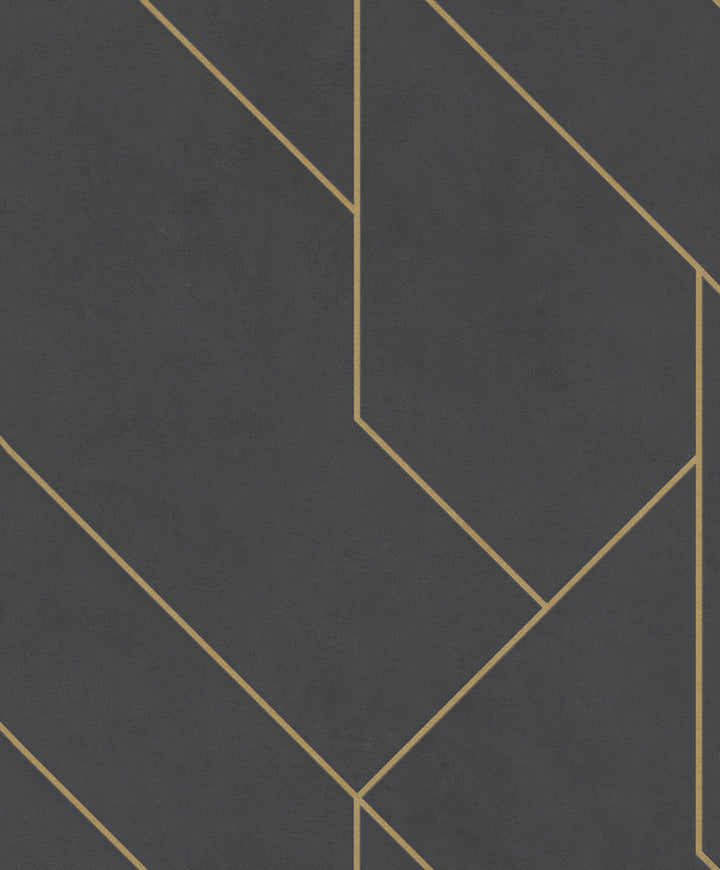 Pollock Black Gilded Geometric Wallpaper by Advantage Beyond Textures Covers about 57.8 square feet 21-in by 33-ft long roll Unpasted 12.6 - Fabric Carolina -
