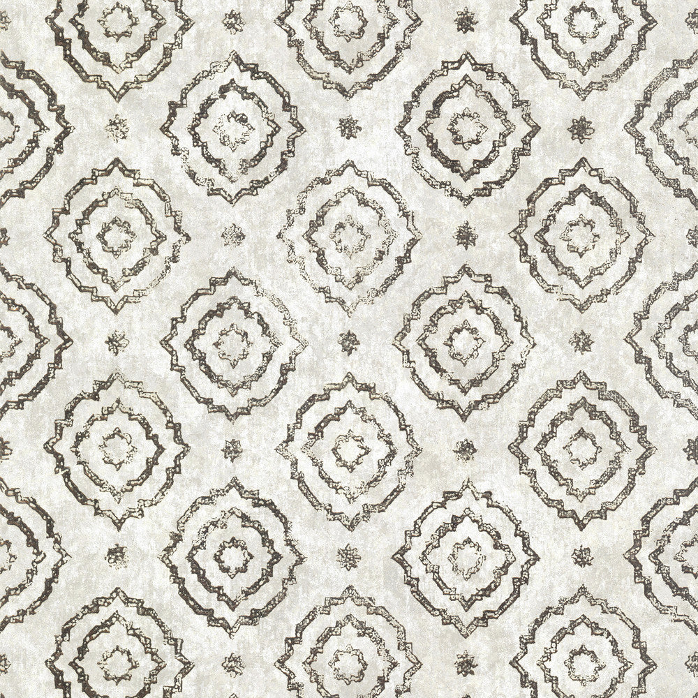 Uma Platinum Star Medallion Wallpaper by A-Street Prints Lustre Covers about 75.9 square feet 27.6-in by 33-ft long roll Unpasted 25.2 - Fabric Carolina -