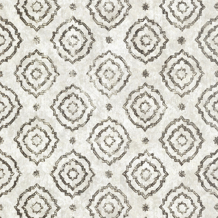Uma Platinum Star Medallion Wallpaper by A-Street Prints Lustre Covers about 75.9 square feet 27.6-in by 33-ft long roll Unpasted 25.2 - Fabric Carolina -