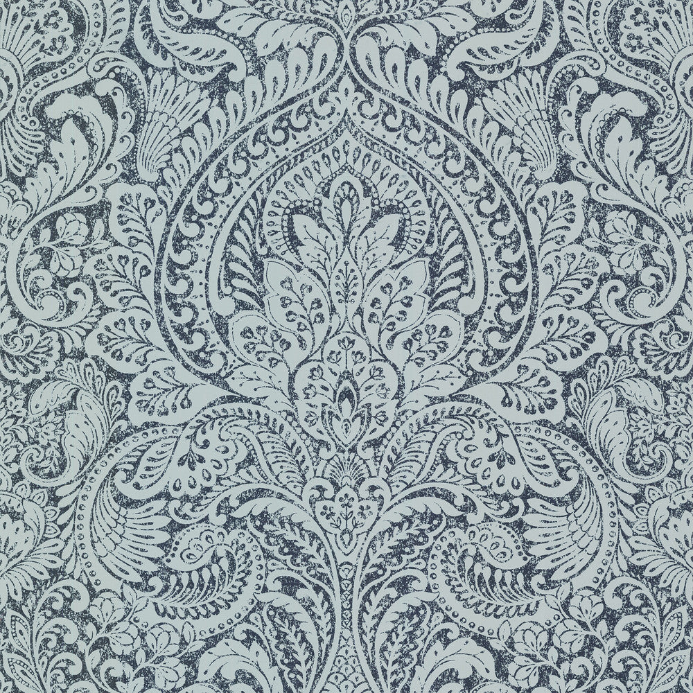 Artemis Sapphire Floral Damask Wallpaper by A-Street Prints Lustre Covers about 57.5 square feet 20.9-in by 33-ft long roll Unpasted 25.2 - Fabric Carolina -