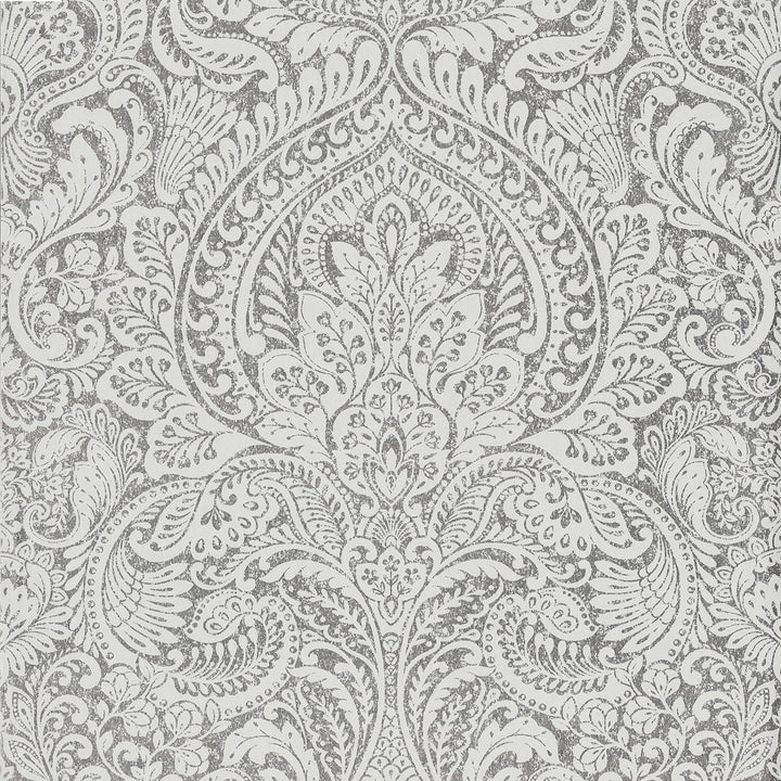Artemis Silver Floral Damask Wallpaper by A-Street Prints Lustre Covers about 57.5 square feet 20.9-in by 33-ft long roll Unpasted 25.2 - Fabric Carolina -