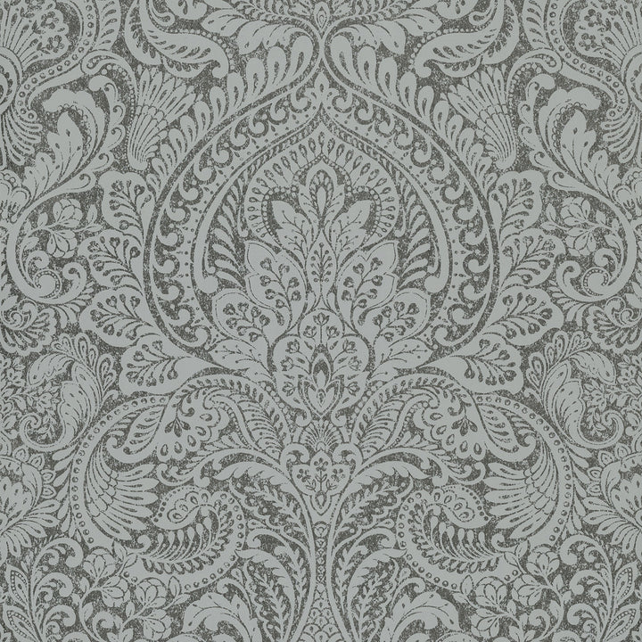Artemis Pewter Floral Damask Wallpaper by A-Street Prints Lustre Covers about 57.5 square feet 20.9-in by 33-ft long roll Unpasted 25.2 - Fabric Carolina -