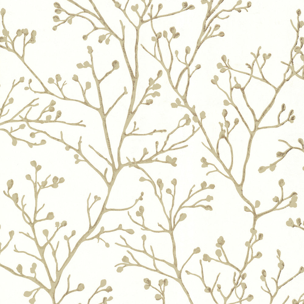 Koura Cream Budding Branches Wallpaper by A-Street Prints Lustre Covers about 57.5 square feet 20.9-in by 33-ft long roll Unpasted 12.5 - Fabric Carolina -