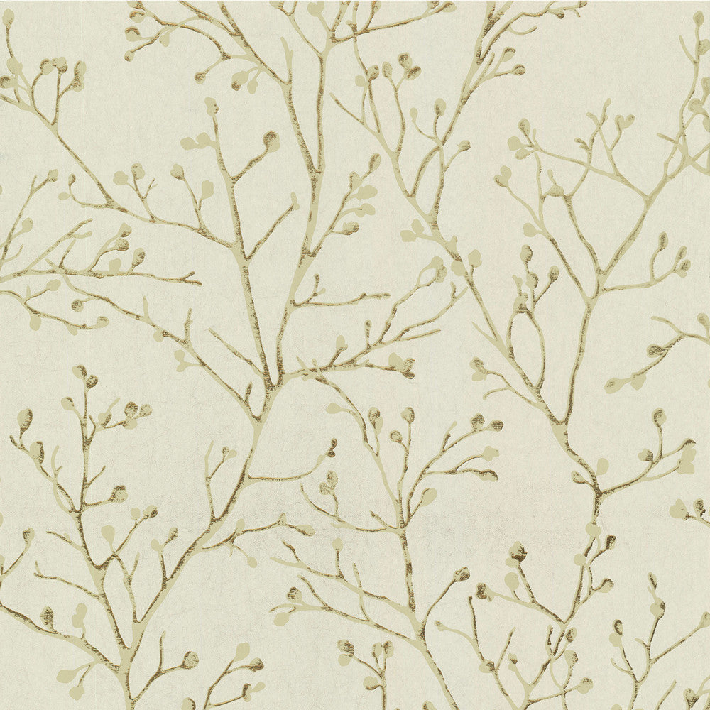 Koura Gold Budding Branches Wallpaper by A-Street Prints Lustre Covers about 57.5 square feet 20.9-in by 33-ft long roll Unpasted 12.5 - Fabric Carolina -