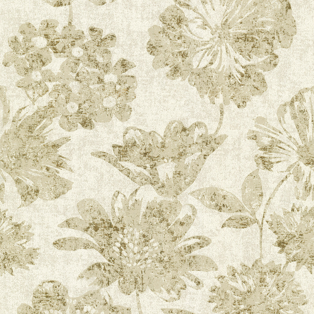 Kala Gold Floral Wallpaper by A-Street Prints Lustre Covers about 57.5 square feet 20.9-in by 33-ft long roll Unpasted 25.2 - Fabric Carolina -
