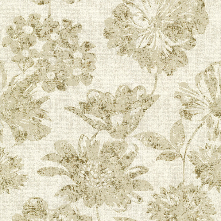 Kala Gold Floral Wallpaper by A-Street Prints Lustre Covers about 57.5 square feet 20.9-in by 33-ft long roll Unpasted 25.2 - Fabric Carolina -