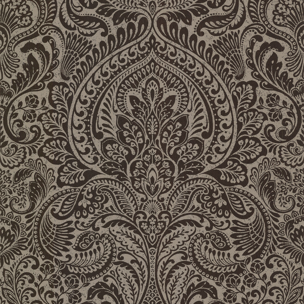 Artemis Espresso Floral Damask Wallpaper by A-Street Prints Lustre Covers about 57.5 square feet 20.9-in by 33-ft long roll Unpasted 25.2 - Fabric Carolina -