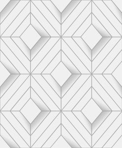 Filmore White Diamond Panes Wallpaper by Advantage