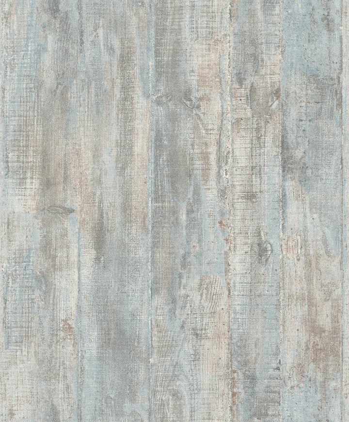 Huck Light Blue Weathered Wood Plank Wallpaper by Advantage Geo & Textures Covers about 57.5 square feet France Unpasted No repeat, random match 20.9-in by 33-ft long roll - Fabric Carolina -