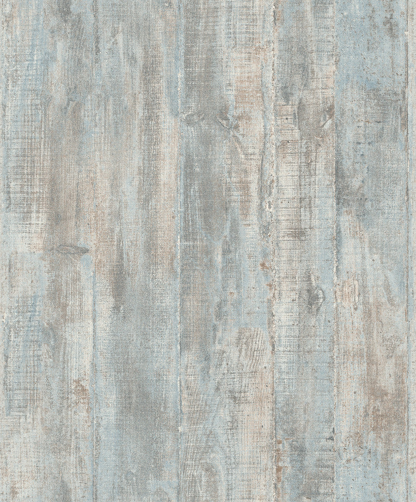 Huck Light Blue Weathered Wood Plank Wallpaper by Advantage Geo & Textures Covers about 57.5 square feet France Unpasted No repeat, random match 20.9-in by 33-ft long roll - Fabric Carolina -