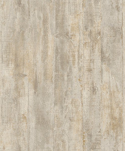 Huck Taupe Weathered Wood Plank Wallpaper by Advantage