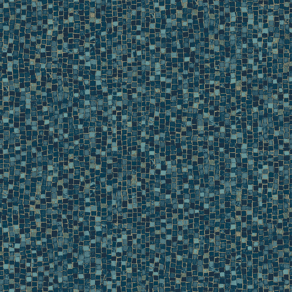 Ziggy Teal Stone Mosaic Wallpaper by Advantage Geo & Textures Covers about 57.5 square feet France Unpasted 10.5-in repeat, drop match 20.9-in by 33-ft long roll - Fabric Carolina -