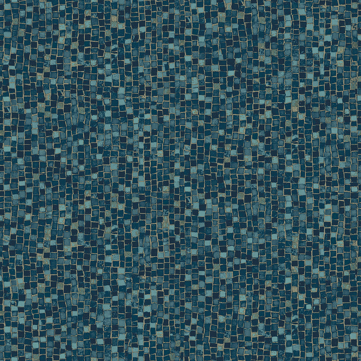 Ziggy Teal Stone Mosaic Wallpaper by Advantage Geo & Textures Covers about 57.5 square feet France Unpasted 10.5-in repeat, drop match 20.9-in by 33-ft long roll - Fabric Carolina -