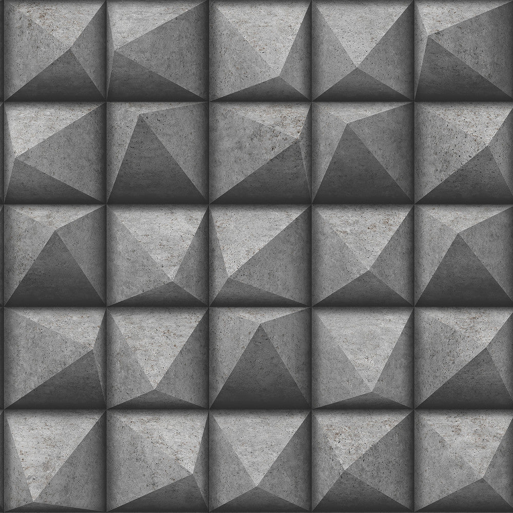 Dax Black 3D Geometric Wallpaper by Advantage Geo & Textures Covers about 57.5 square feet 20.9-in by 33-ft long roll Unpasted 8.3 - Fabric Carolina -