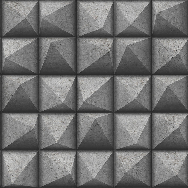Dax Black 3D Geometric Wallpaper by Advantage Geo & Textures Covers about 57.5 square feet 20.9-in by 33-ft long roll Unpasted 8.3 - Fabric Carolina -