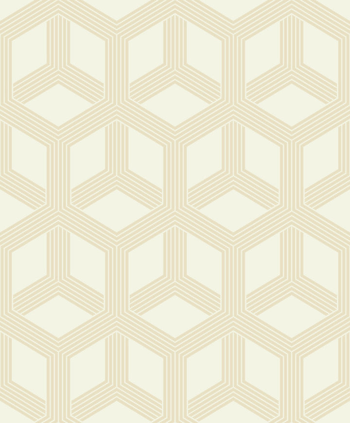 Xander Cream Glam Geometric Wallpaper by Advantage Geo & Textures Covers about 57.5 square feet 20.9-in by 33-ft long roll Unpasted 12.5 - Fabric Carolina -