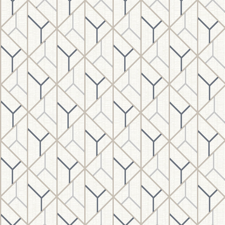 Wilder Cream Geometric Trellis Wallpaper by Advantage Geo & Textures Covers about 57.5 square feet 20.9-in by 33-ft long roll Unpasted 20.9 - Fabric Carolina -