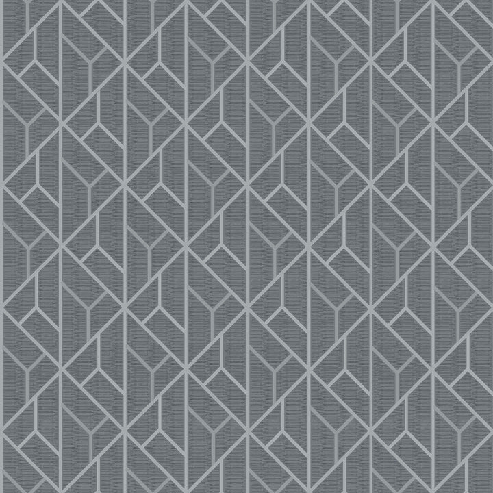 Wilder Grey Geometric Trellis Wallpaper by Advantage Geo & Textures Covers about 57.5 square feet 20.9-in by 33-ft long roll Unpasted 20.9 - Fabric Carolina -