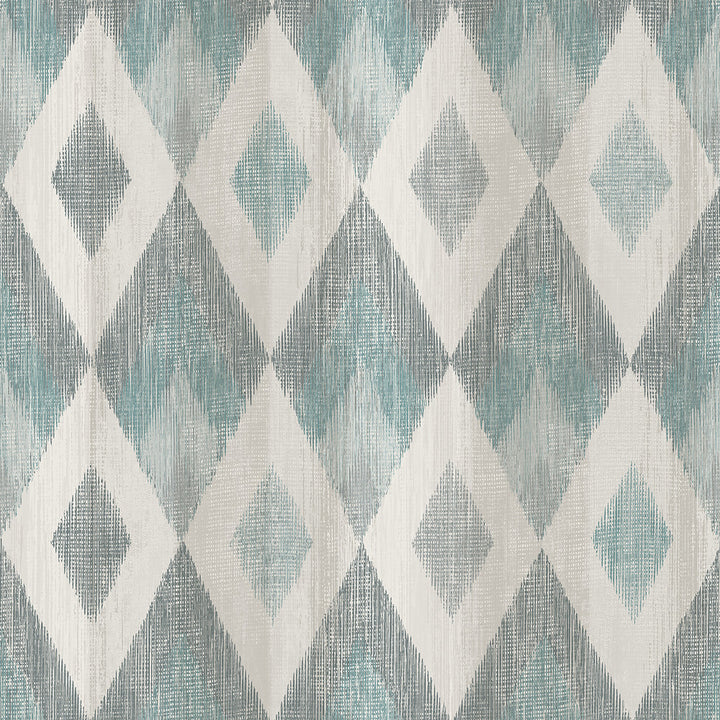 Ace Teal Diamond Wallpaper by Advantage Geo & Textures Covers about 57.5 square feet 20.9-in by 33-ft long roll Unpasted 20.9 - Fabric Carolina -