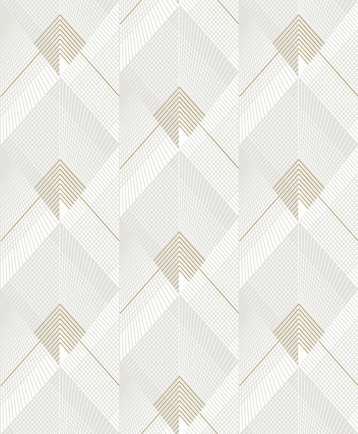 Raoul Cream Fanning Diamonds Wallpaper by Advantage Geo & Textures Covers about 57.5 square feet France Unpasted 12.5-in repeat, drop match 20.9-in by 33-ft long roll - Fabric Carolina -