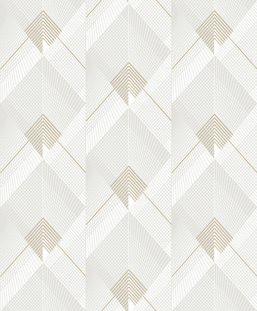Raoul Cream Fanning Diamonds Wallpaper by Advantage Geo & Textures Covers about 57.5 square feet France Unpasted 12.5-in repeat, drop match 20.9-in by 33-ft long roll - Fabric Carolina -