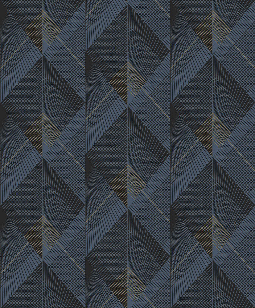Raoul Navy Fanning Diamonds Wallpaper by Advantage Geo & Textures Covers about 57.5 square feet 20.9-in by 33-ft long roll Unpasted 12.5 - Fabric Carolina -
