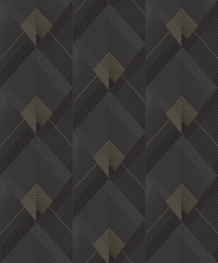 Raoul Black Fanning Diamonds Wallpaper by Advantage Geo & Textures Covers about 57.5 square feet 20.9-in by 33-ft long roll Unpasted 12.5 - Fabric Carolina -