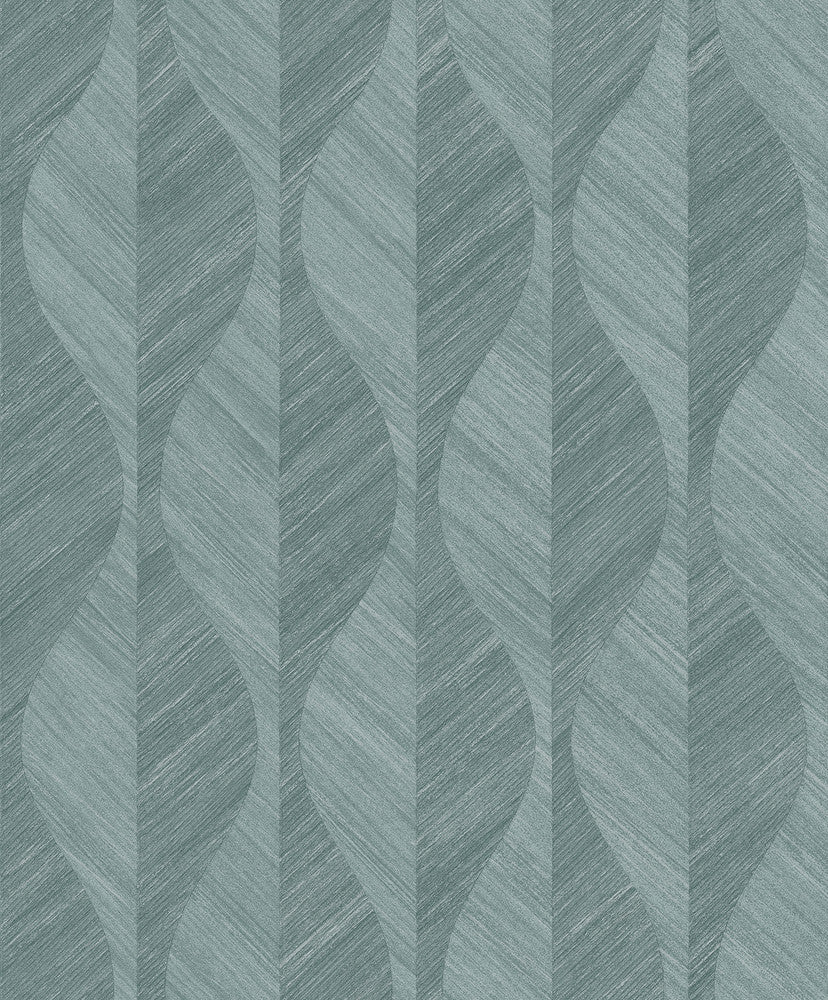 Oresome Teal Ogee Wallpaper by Advantage Radiance Covers about 57.5 square feet 20.9-in by 33-ft long roll Unpasted 25.2 - Fabric Carolina -