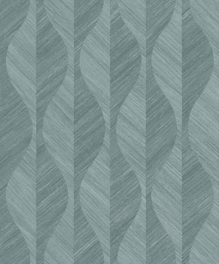Oresome Teal Ogee Wallpaper by Advantage Radiance Covers about 57.5 square feet 20.9-in by 33-ft long roll Unpasted 25.2 - Fabric Carolina -