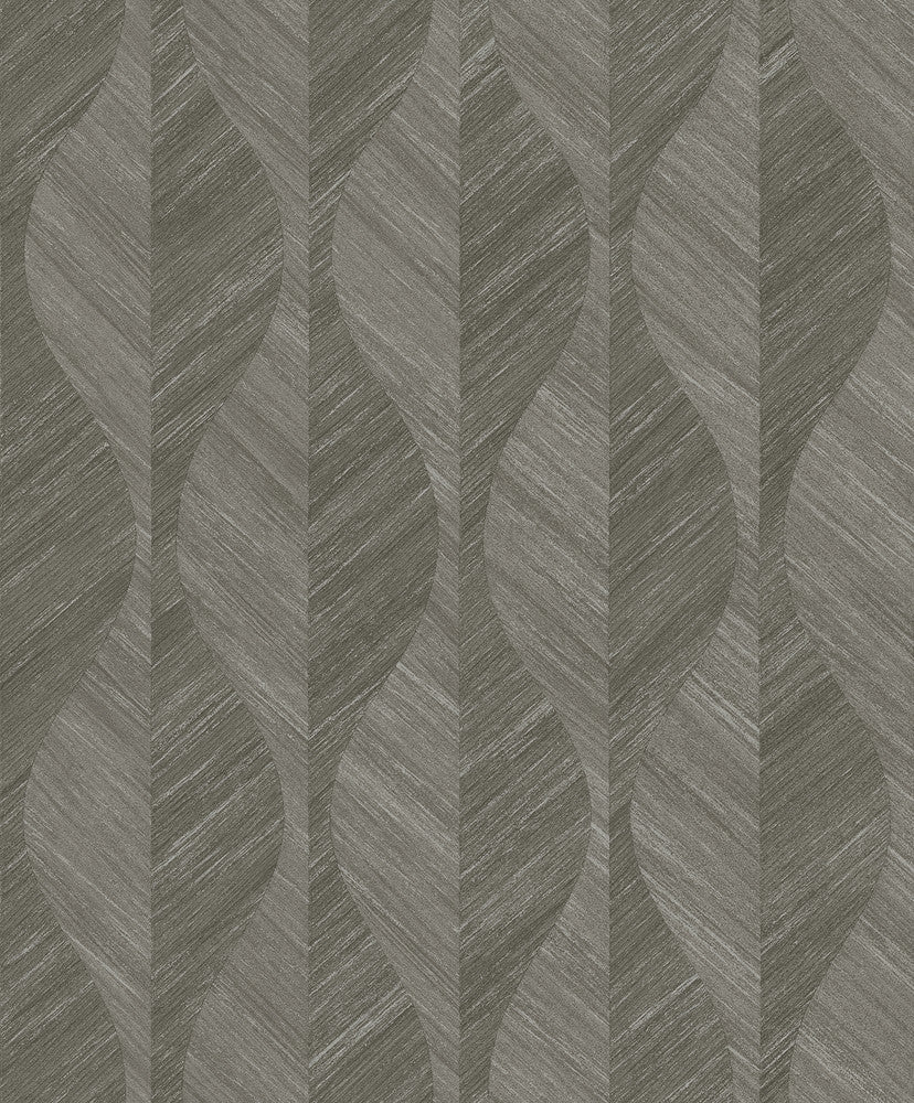 Oresome Dark Grey Grey Ogee Wallpaper by Advantage Radiance Covers about 57.5 square feet 20.9-in by 33-ft long roll Unpasted 25.2 - Fabric Carolina -