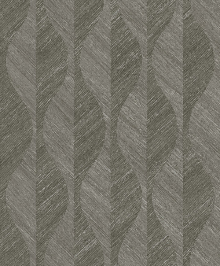 Oresome Dark Grey Grey Ogee Wallpaper by Advantage Radiance Covers about 57.5 square feet 20.9-in by 33-ft long roll Unpasted 25.2 - Fabric Carolina -