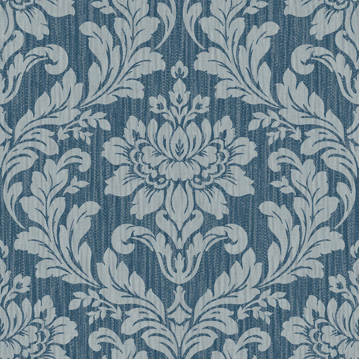 Galois Blue Damask Wallpaper by Advantage Radiance Covers about 57.5 square feet 20.9-in by 33-ft long roll Unpasted 20.9 - Fabric Carolina -
