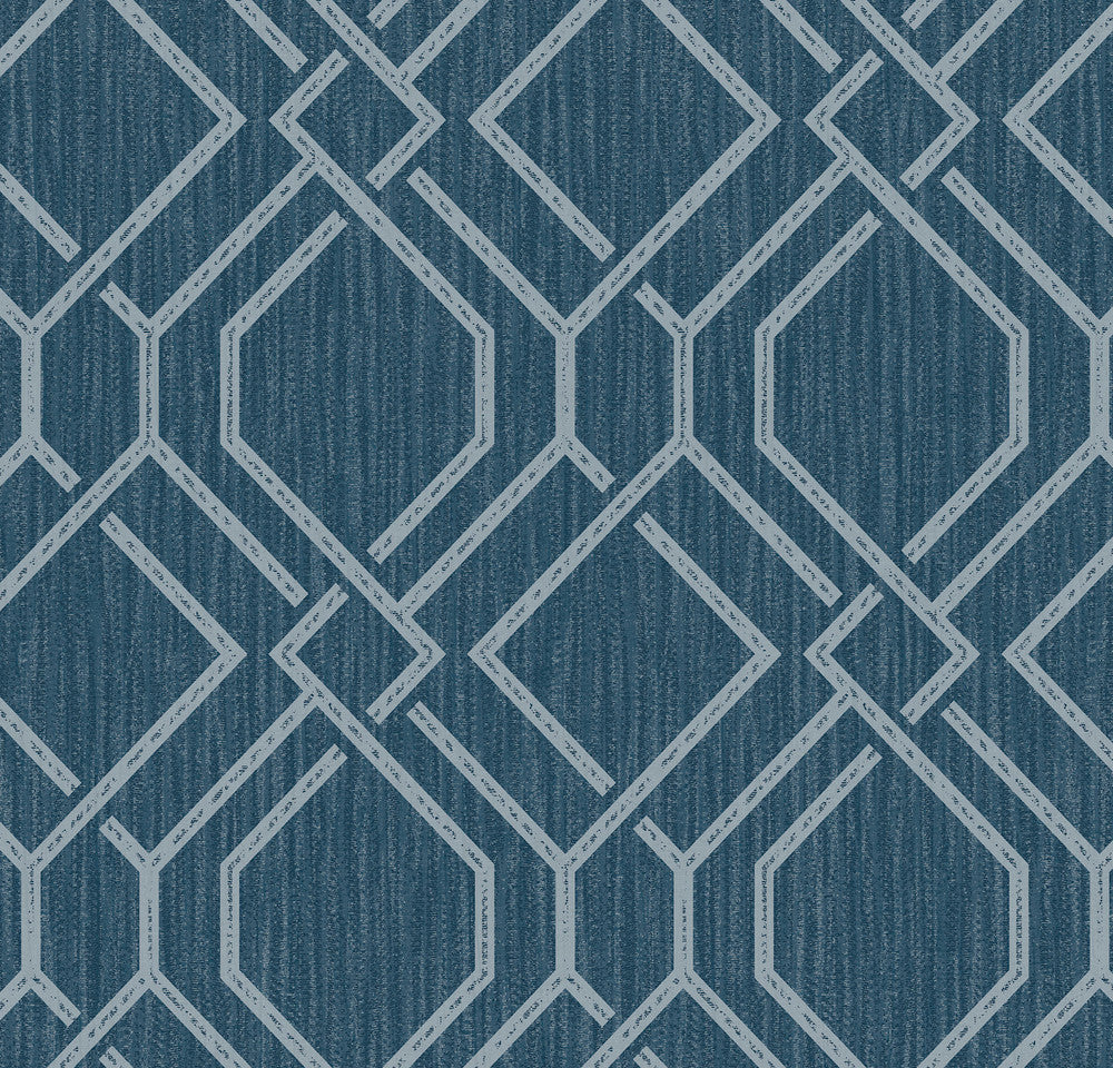 Frege Blue Trellis Wallpaper by Advantage Radiance Covers about 57.5 square feet 20.9-in by 33-ft long roll Unpasted 20.9 - Fabric Carolina -