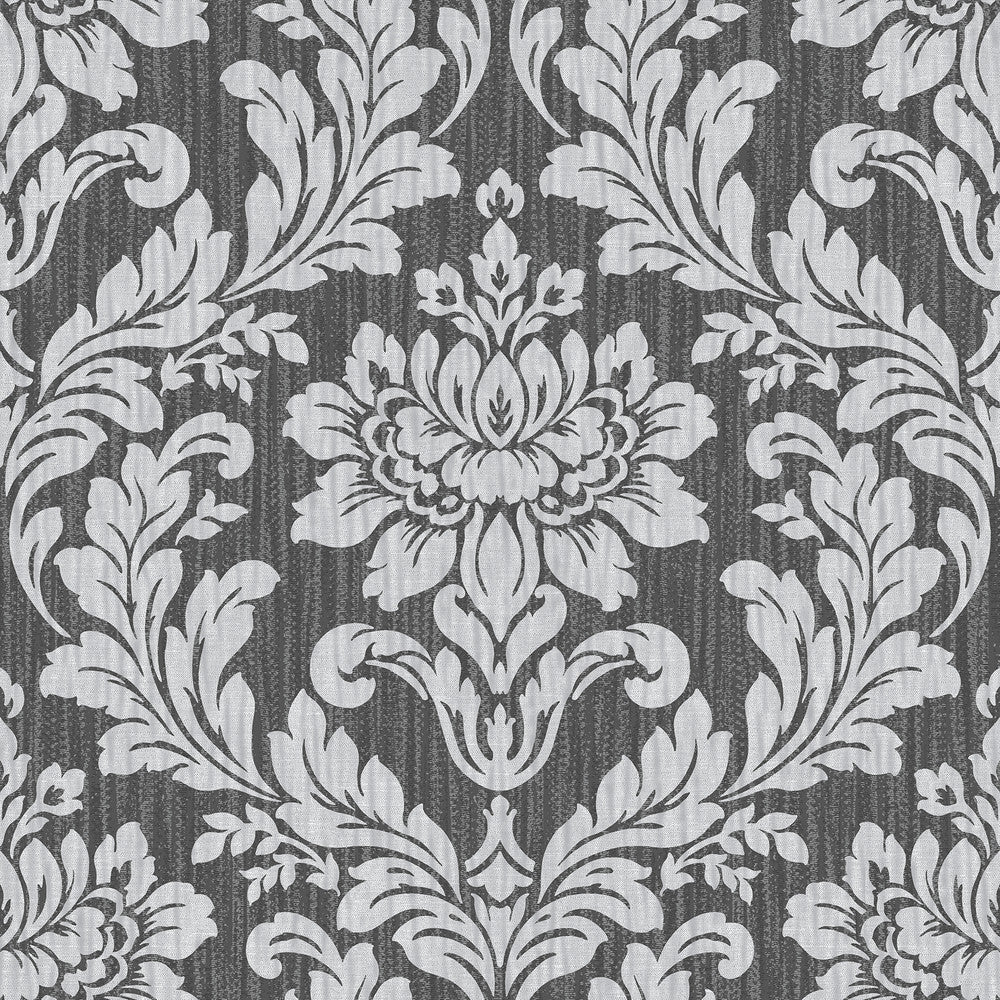 Galois Silver Damask Wallpaper by Advantage Radiance Covers about 57.5 square feet 20.9-in by 33-ft long roll Unpasted 20.9 - Fabric Carolina -