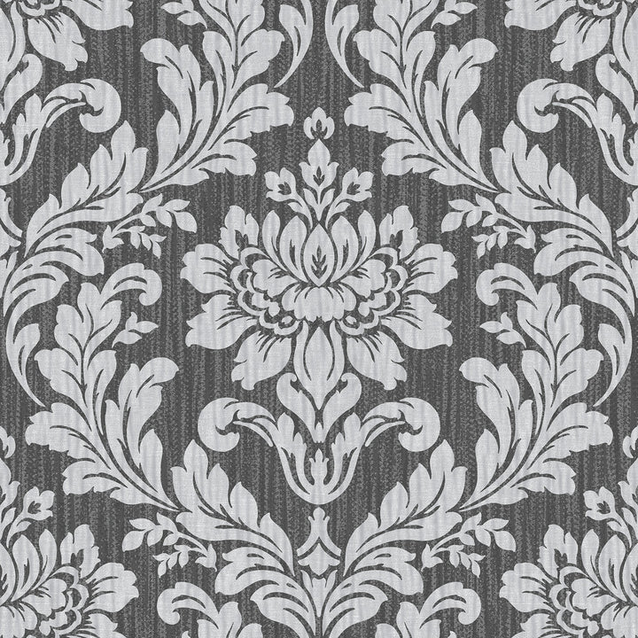 Galois Silver Damask Wallpaper by Advantage Radiance Covers about 57.5 square feet 20.9-in by 33-ft long roll Unpasted 20.9 - Fabric Carolina -