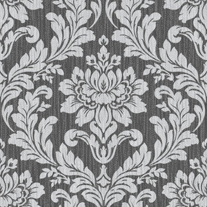 Galois Silver Damask Wallpaper by Advantage