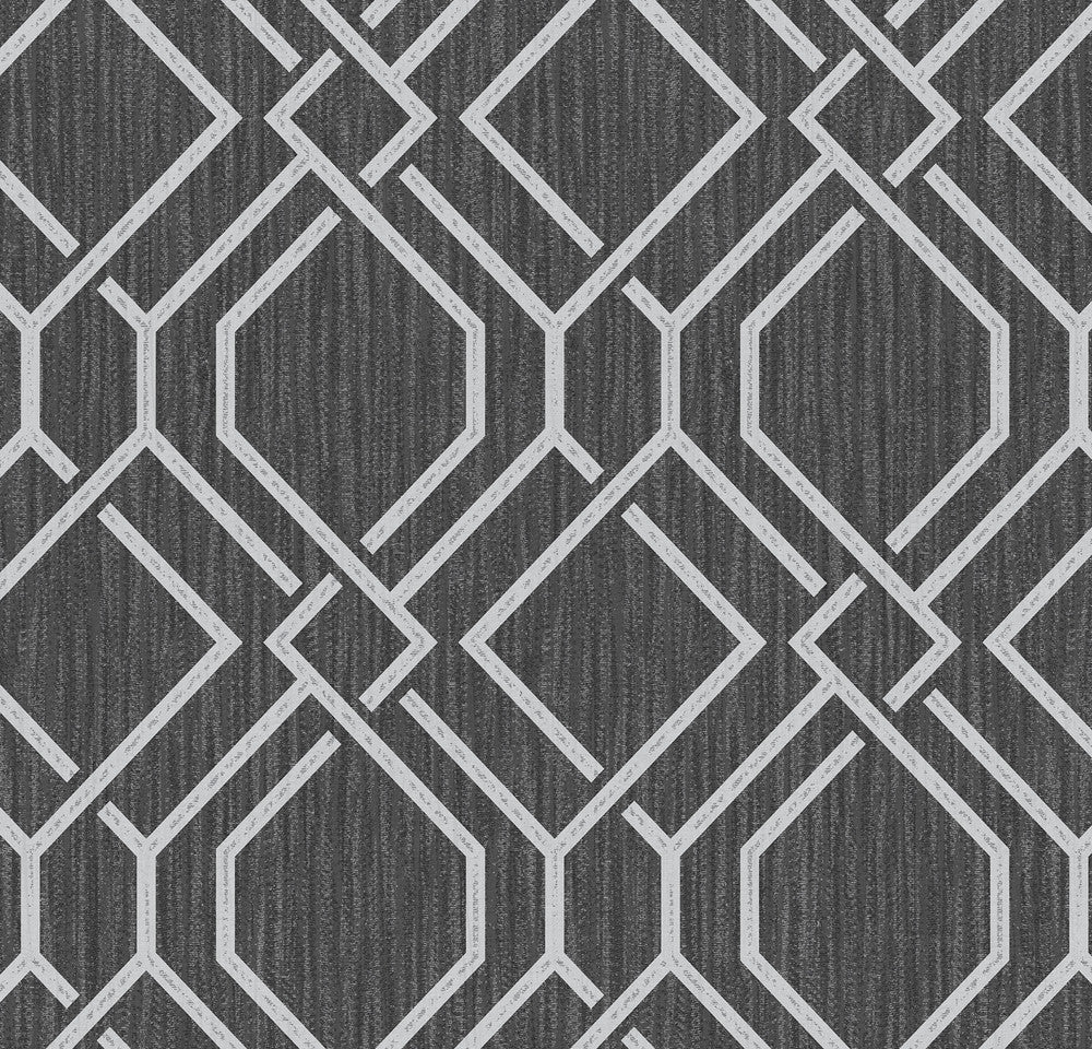 Frege Charcoal Trellis Wallpaper by Advantage Radiance Covers about 57.5 square feet 20.9-in by 33-ft long roll Unpasted 20.9 - Fabric Carolina -
