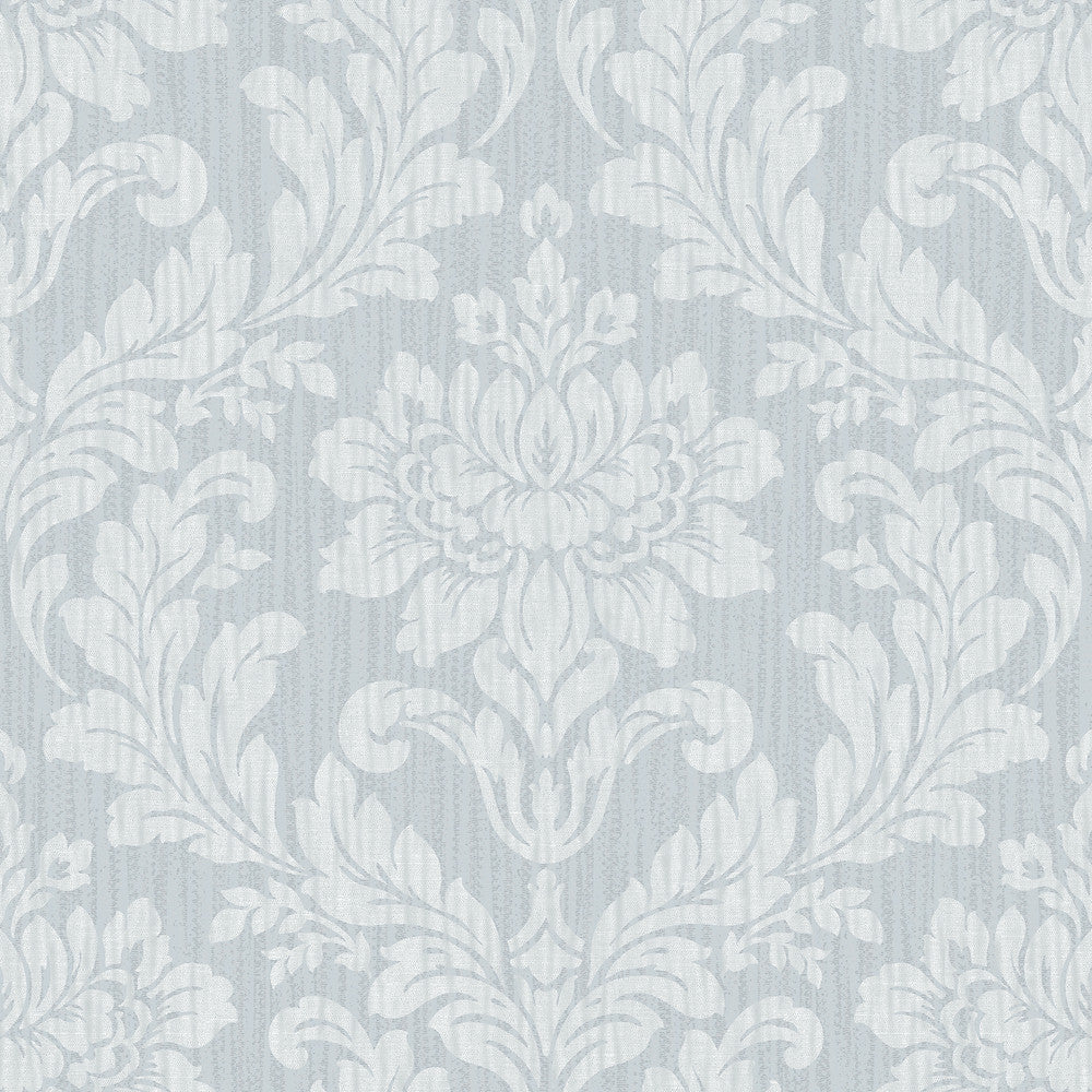Galois Light Blue Damask Wallpaper by Advantage Radiance Covers about 57.5 square feet 20.9-in by 33-ft long roll Unpasted 20.9 - Fabric Carolina -