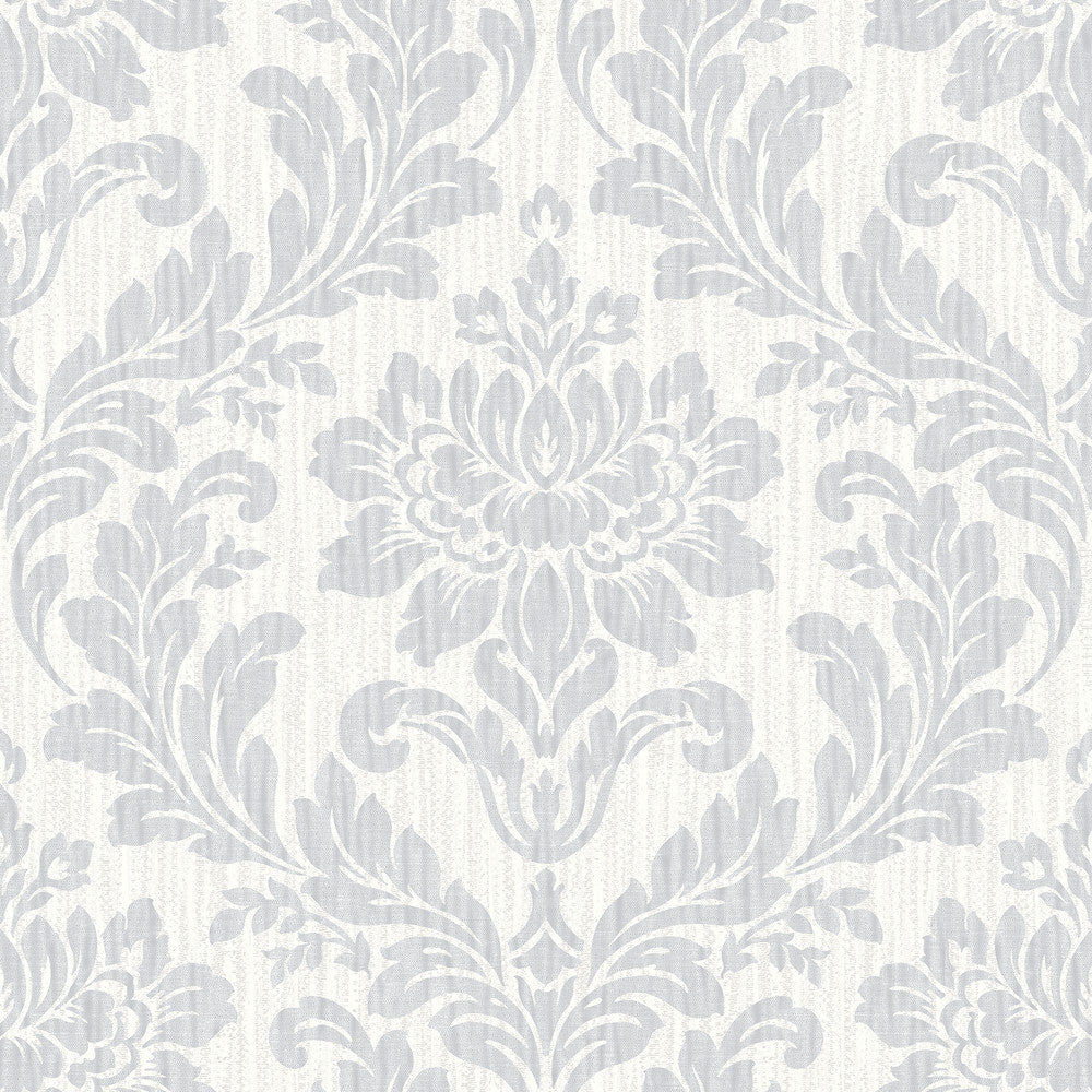 Galois Light Grey Damask Wallpaper by Advantage Radiance Covers about 57.5 square feet 20.9-in by 33-ft long roll Unpasted 20.9 - Fabric Carolina -