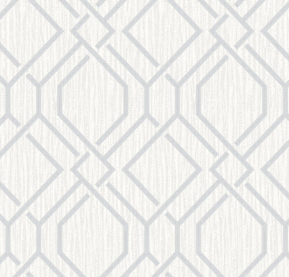 Frege Silver Trellis Wallpaper by Advantage Radiance Covers about 57.5 square feet 20.9-in by 33-ft long roll Unpasted 20.9 - Fabric Carolina -