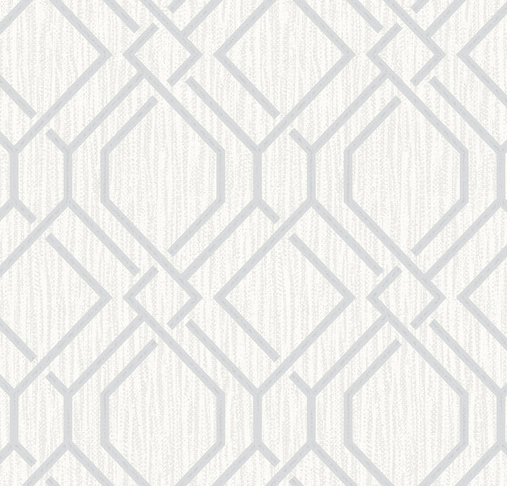 Frege Silver Trellis Wallpaper by Advantage Radiance Covers about 57.5 square feet 20.9-in by 33-ft long roll Unpasted 20.9 - Fabric Carolina -